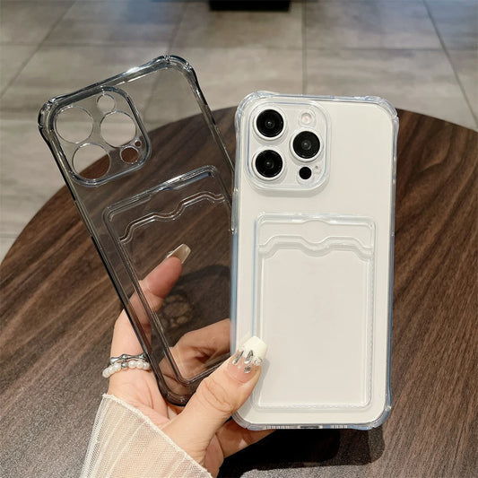 Shockproof Silicone Clear Case w/ Card Photo Holder