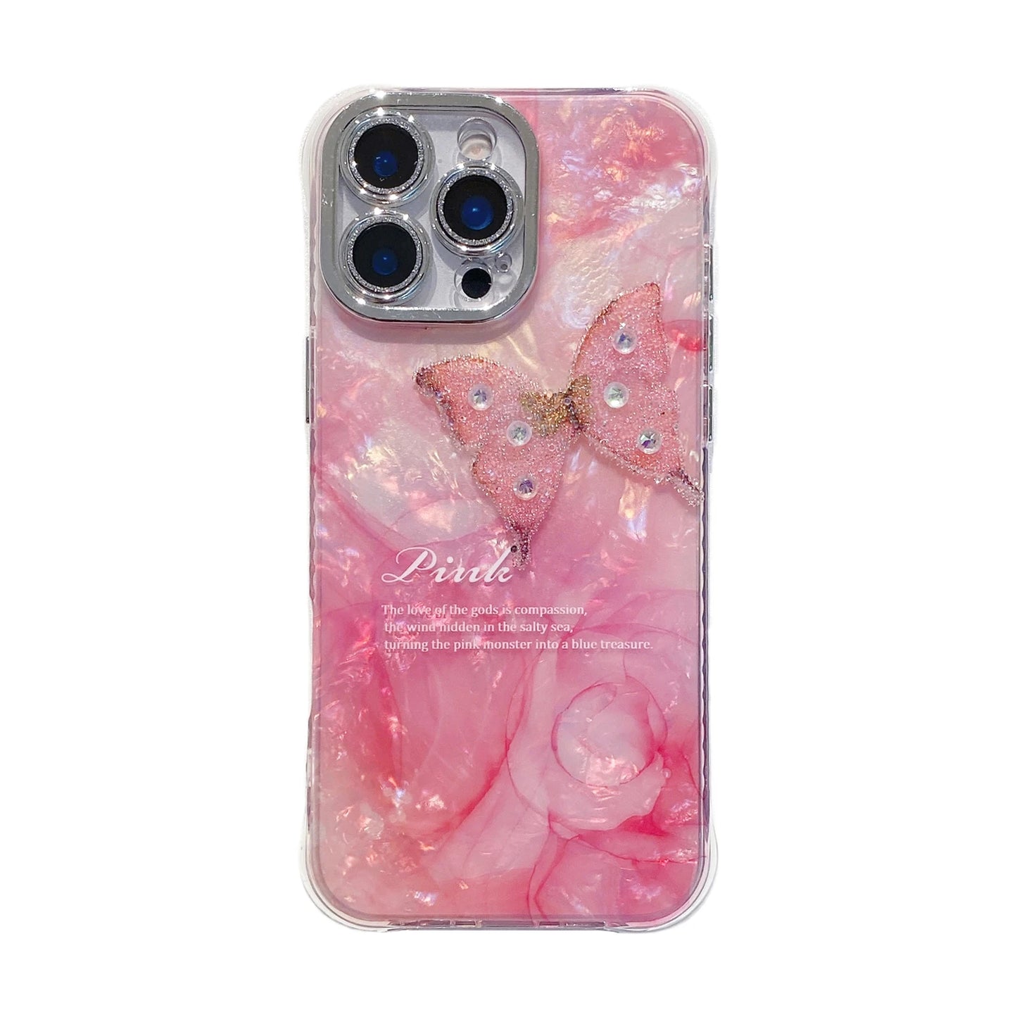 Luxury Butterfly Glitter Clear Conch Shell Phone Case for IPhone
