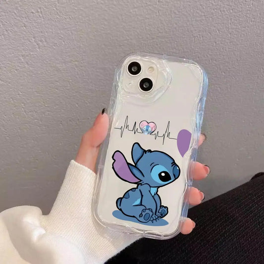 Stitch Cute Couple Transparent Phone Case For iPhone