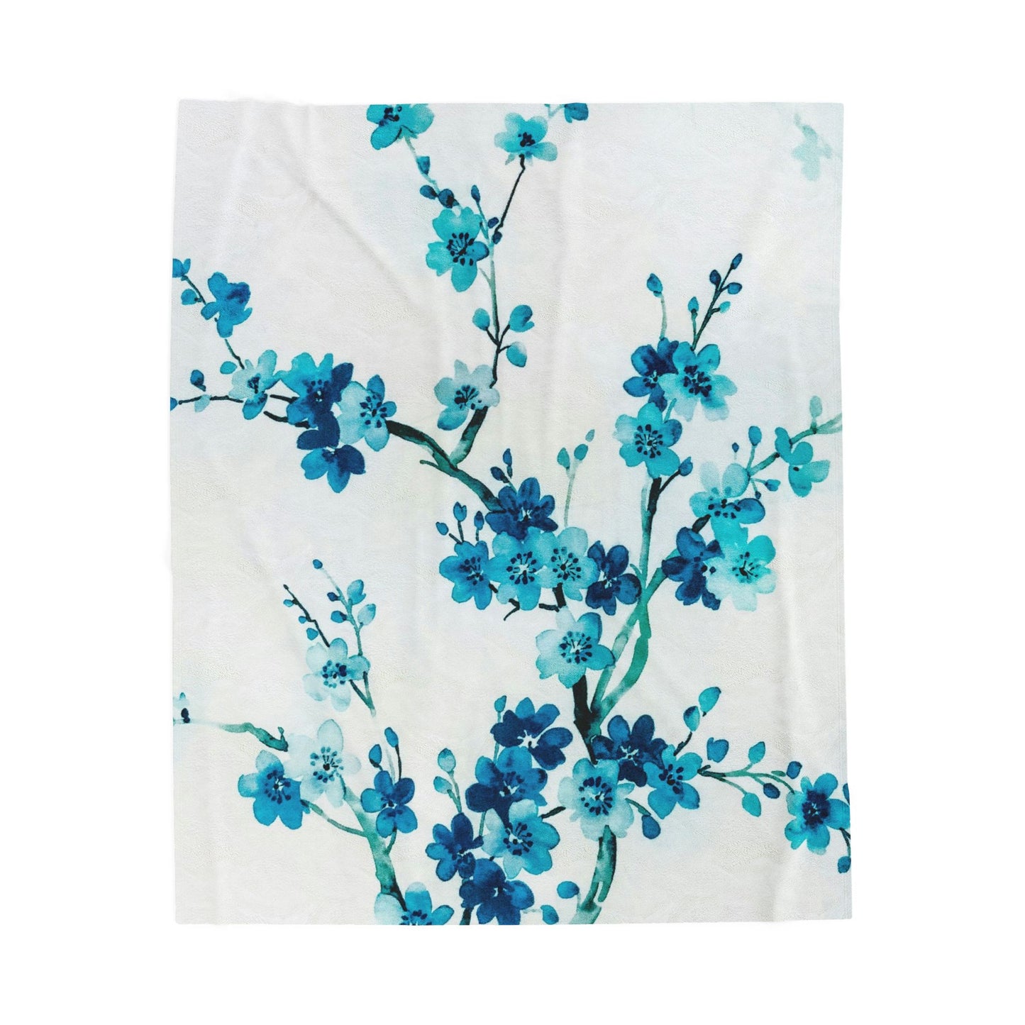 Blue Flower Velveteen Plush Blanket