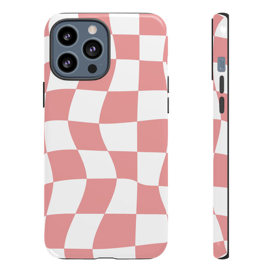 Wavy Pink Chequered Tough Case