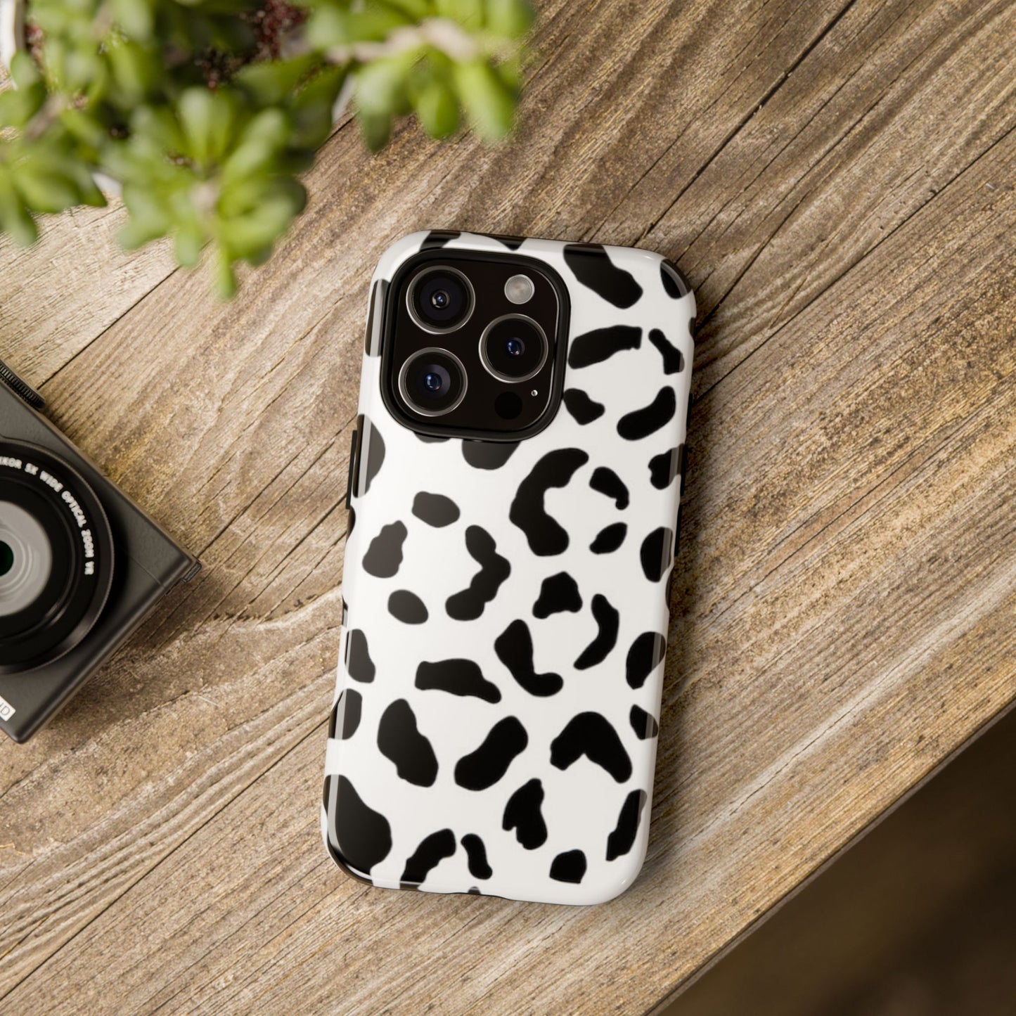 Black and White Leopard Print Tough Case
