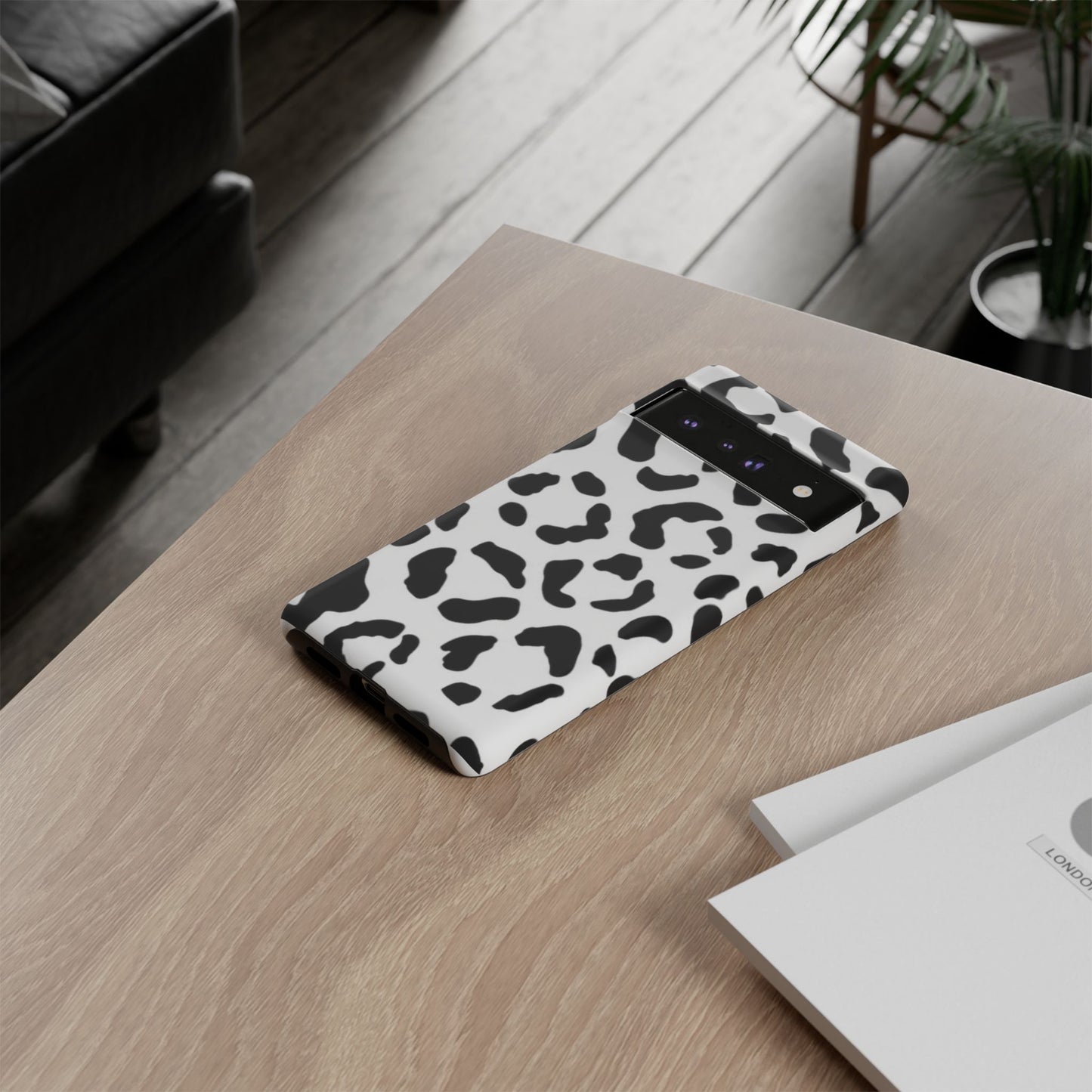 Black and White Leopard Print Tough Case