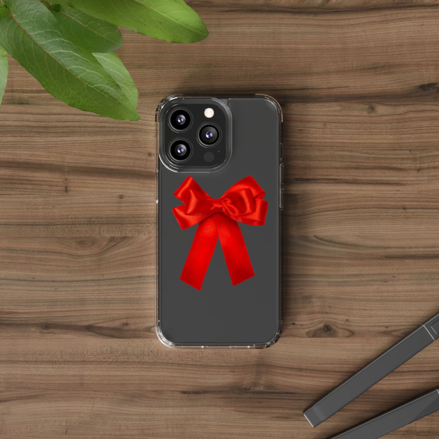 Aesthetic Red Bow Clear Case