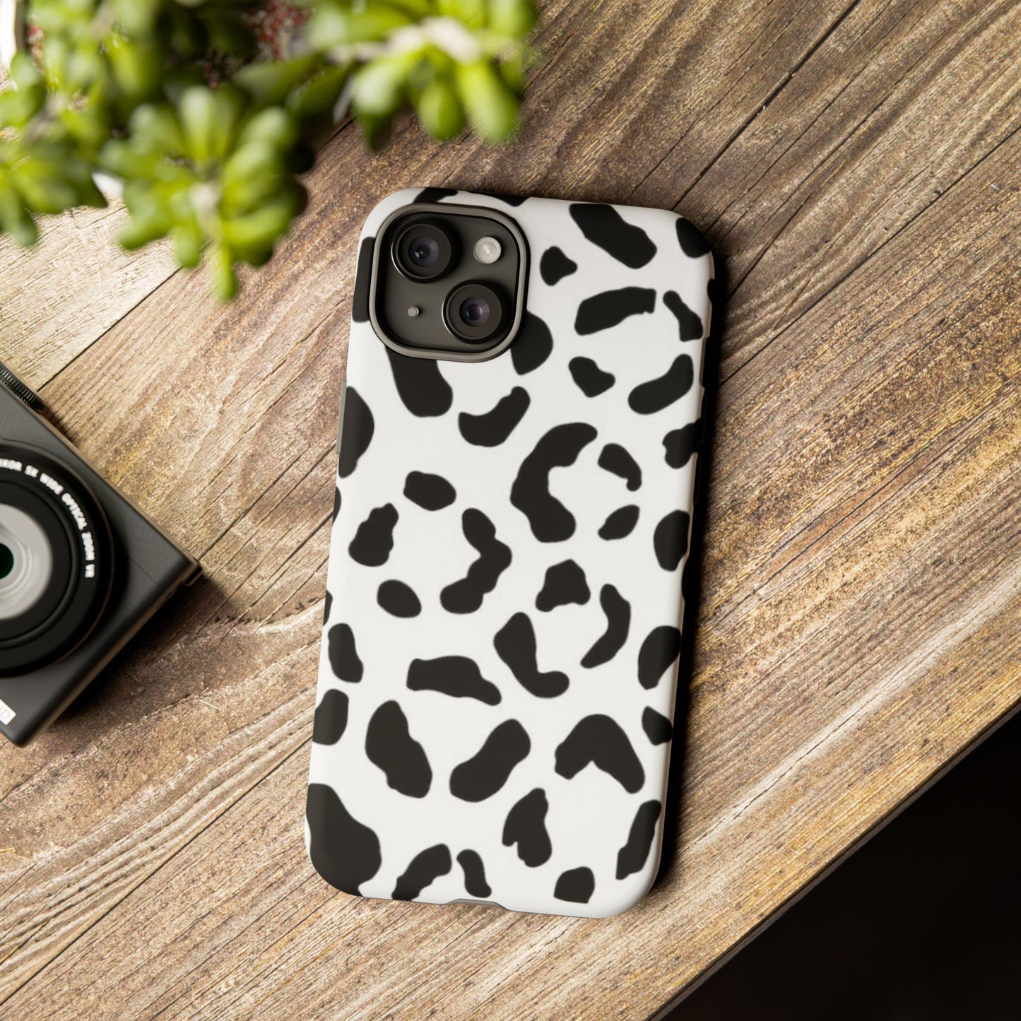 Black and White Leopard Print Tough Case