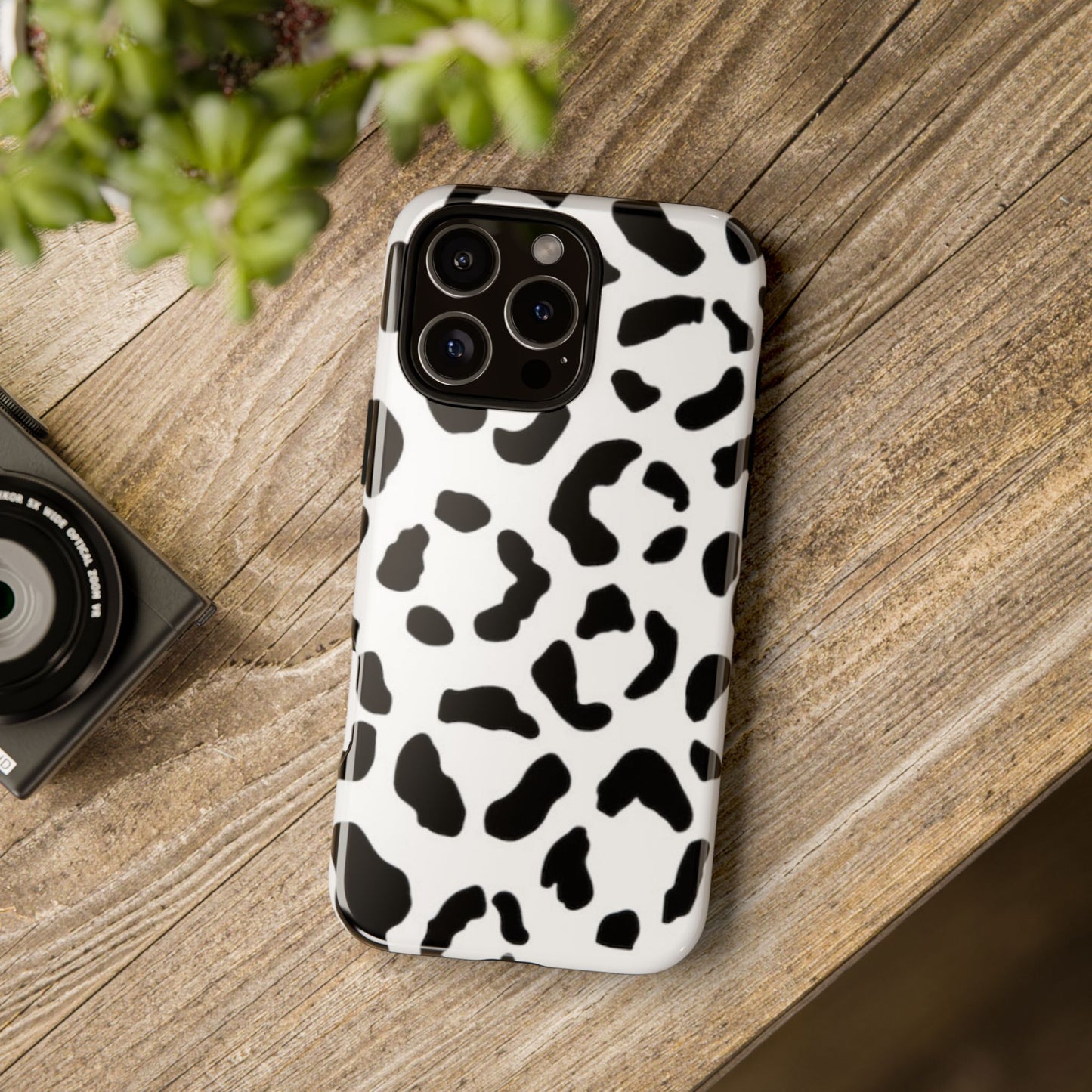 Black and White Leopard Print Tough Case