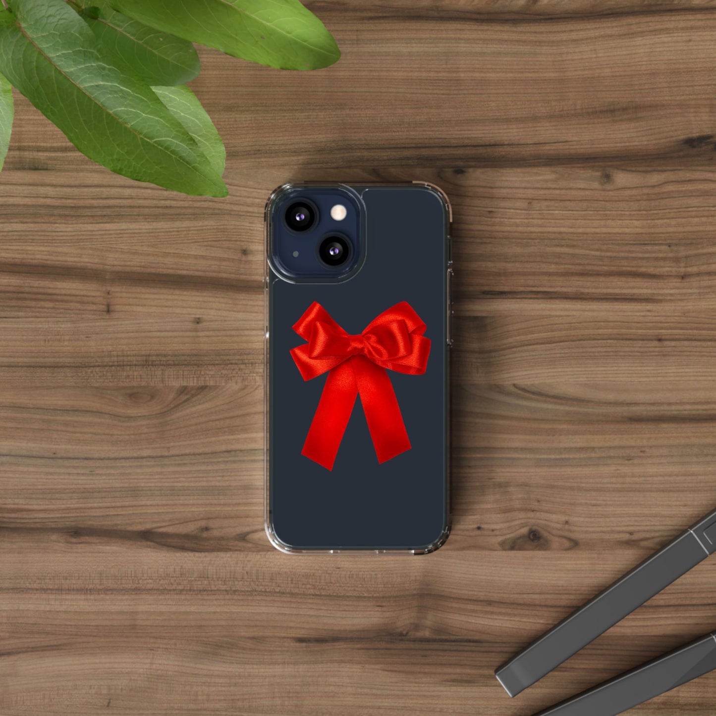 Aesthetic Red Bow Clear Case