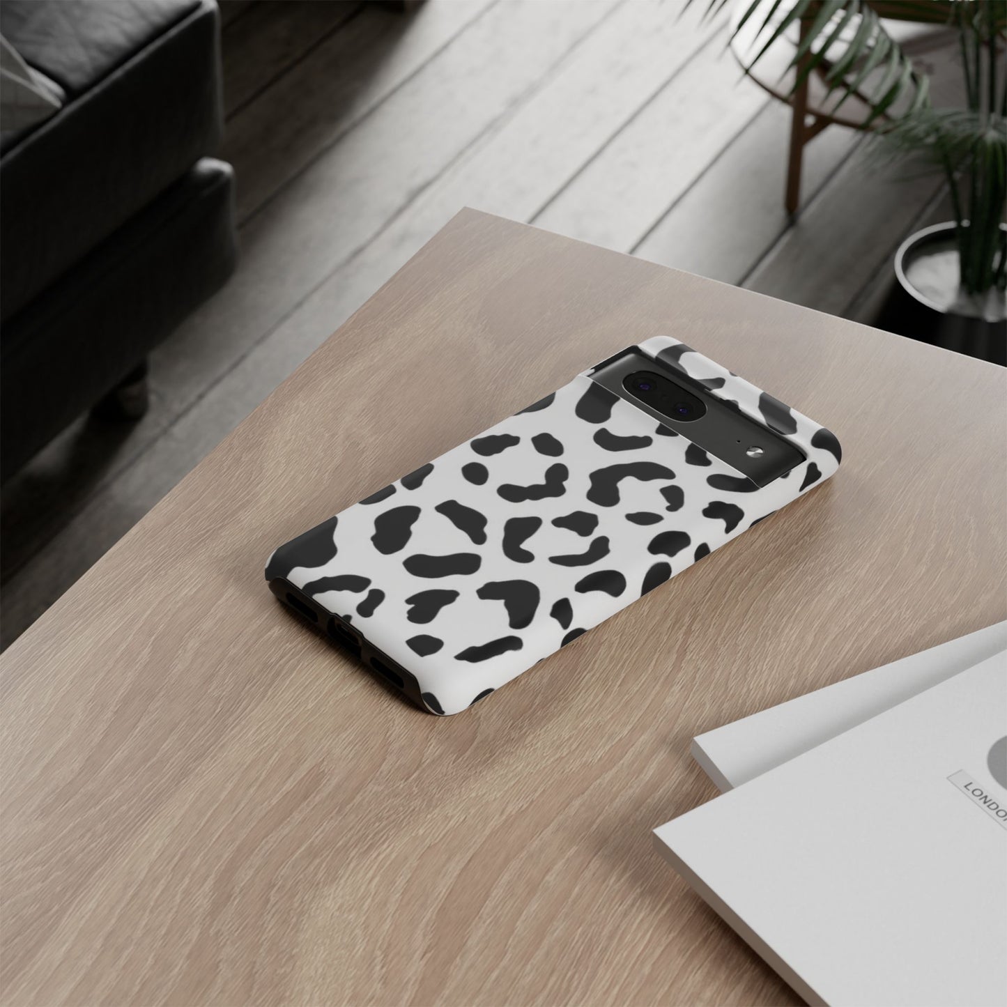 Black and White Leopard Print Tough Case