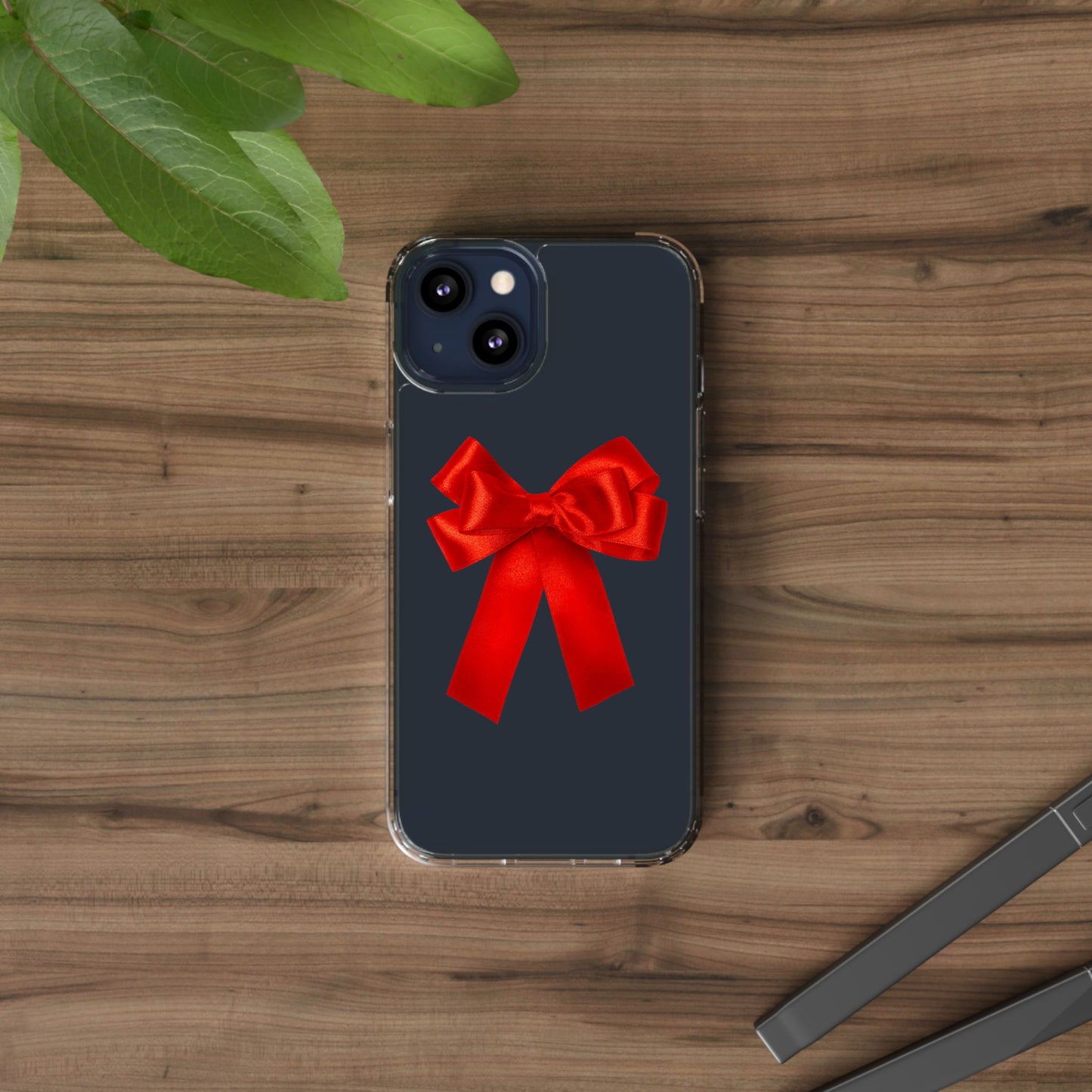 Aesthetic Red Bow Clear Case