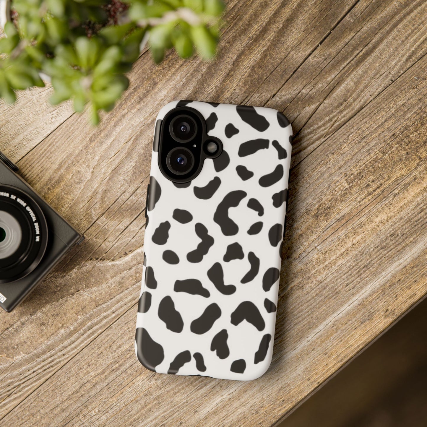 Black and White Leopard Print Tough Case