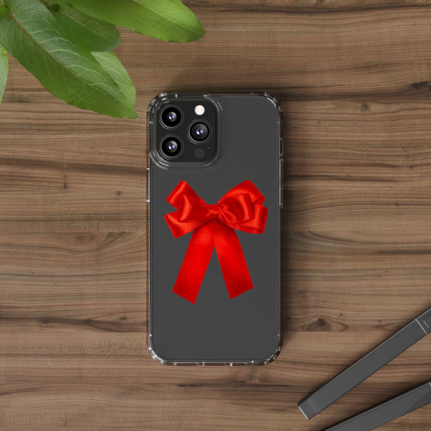 Aesthetic Red Bow Clear Case