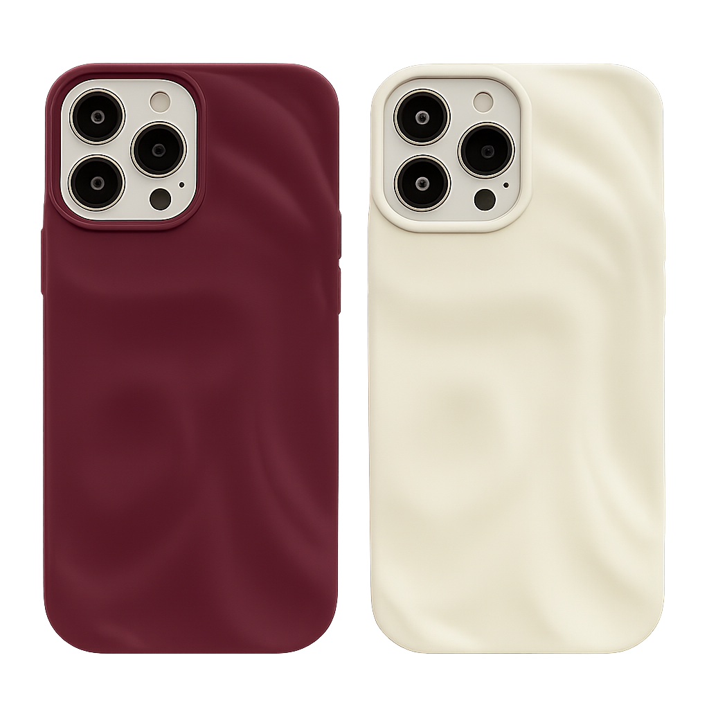 Winter Wine Red 3D Pleats Wrinkle Phone Case for iPhone