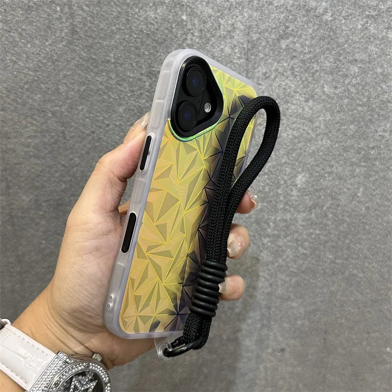 Aurora Glitter Diamond Wrist Strap Case for iPhone