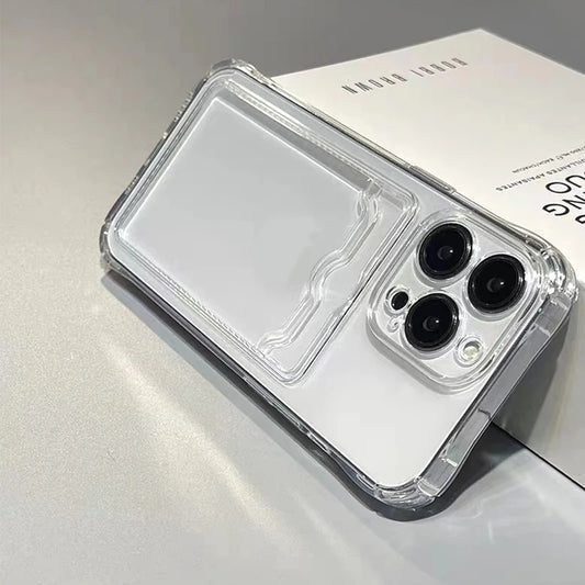Shockproof Silicone Clear Case w/ Card Photo Holder