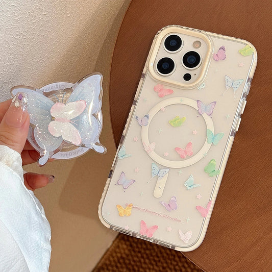 Korean Cute Butterfly Rotation Magnetic Phone Case for IPhone