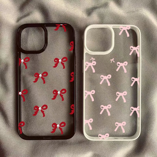 Fashionable Red Pink Bow Phone Case For iPhone