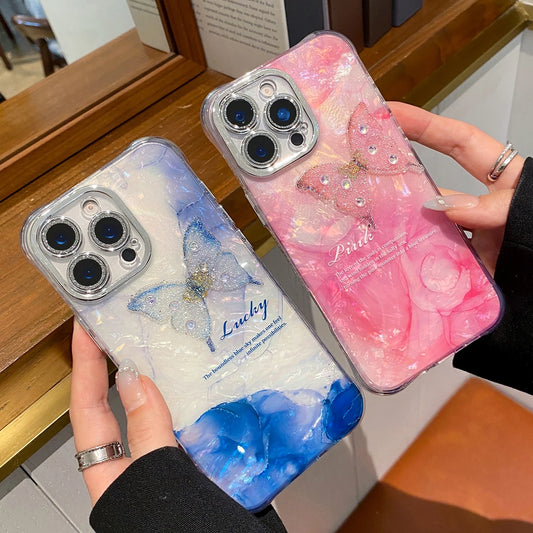 Luxury Butterfly Glitter Clear Conch Shell Phone Case for IPhone
