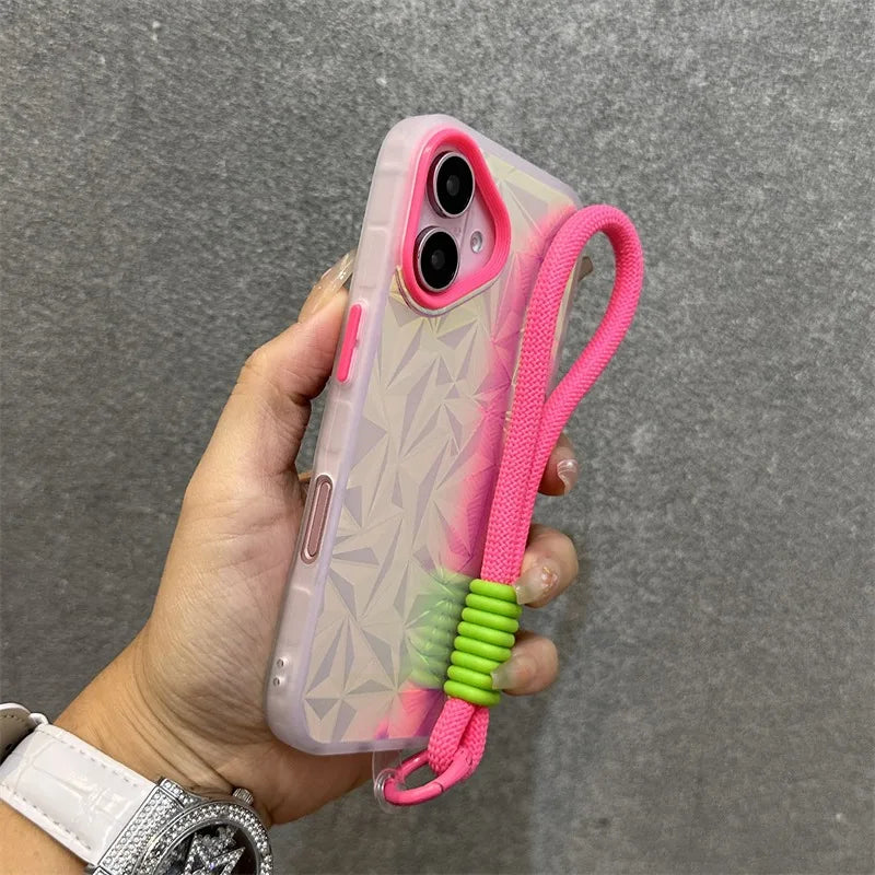 Aurora Glitter Diamond Wrist Strap Case for iPhone