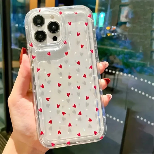Love Heart Soft Clear Phone Case For iPhone