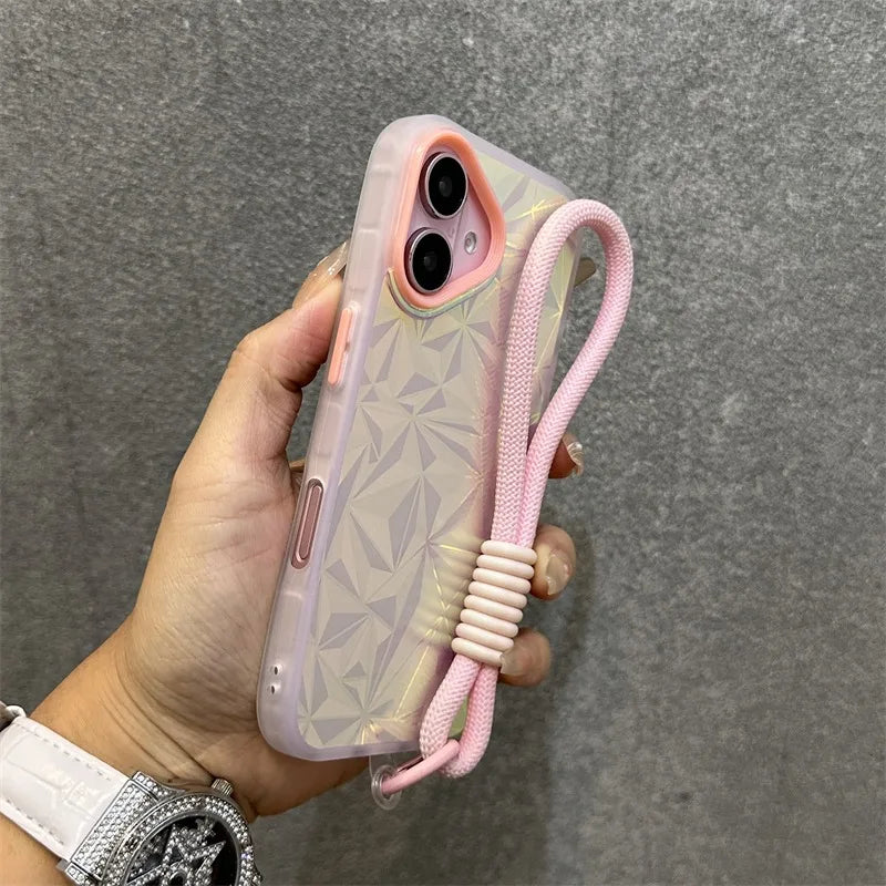 Aurora Glitter Diamond Wrist Strap Case for iPhone