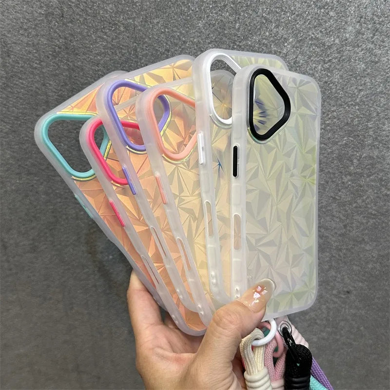 Aurora Glitter Diamond Wrist Strap Case for iPhone