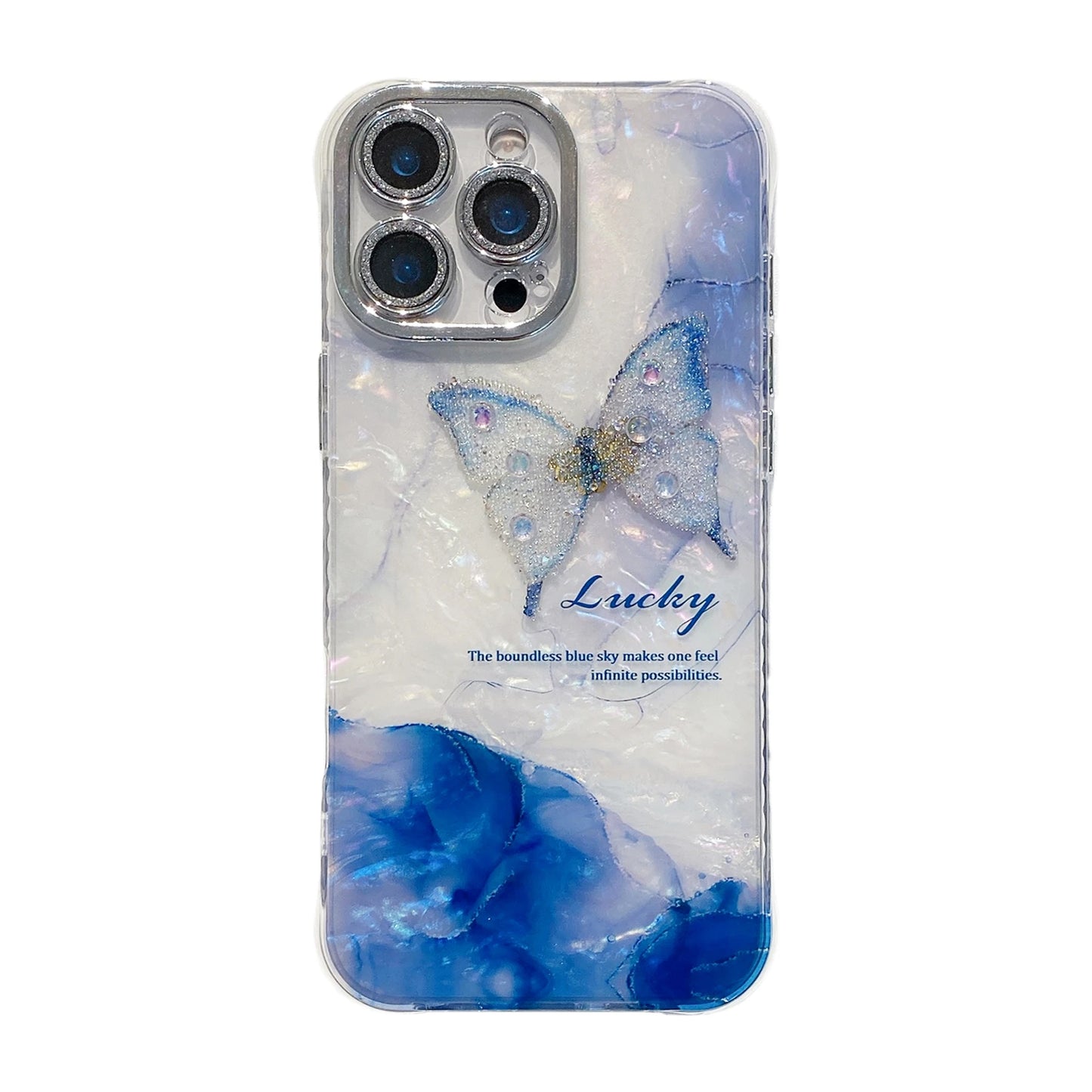Luxury Butterfly Glitter Clear Conch Shell Phone Case for IPhone
