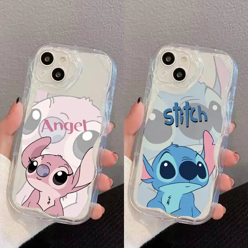 Stitch Cute Couple Transparent Phone Case For iPhone