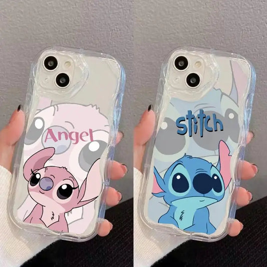 Stitch Cute Couple Transparent Phone Case For iPhone