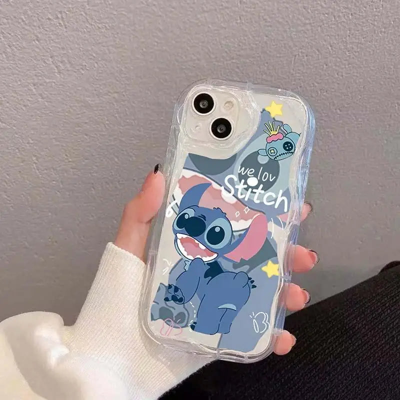 Stitch Cute Couple Transparent Phone Case For iPhone