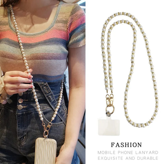Long Pearl Phone Lanyard