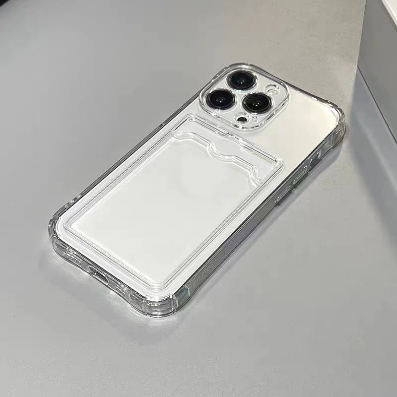 Shockproof Silicone Clear Case w/ Card Photo Holder