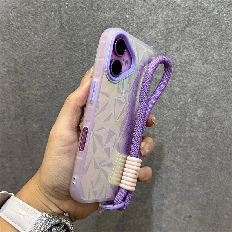 Aurora Glitter Diamond Wrist Strap Case for iPhone