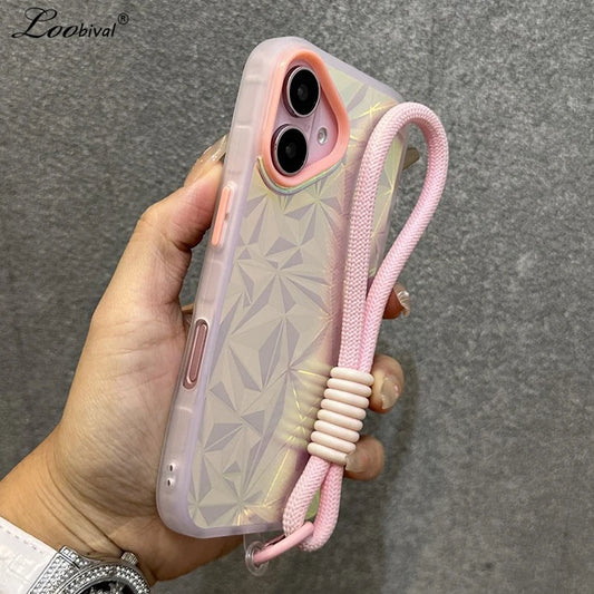 Aurora Glitter Diamond Wrist Strap Case for iPhone