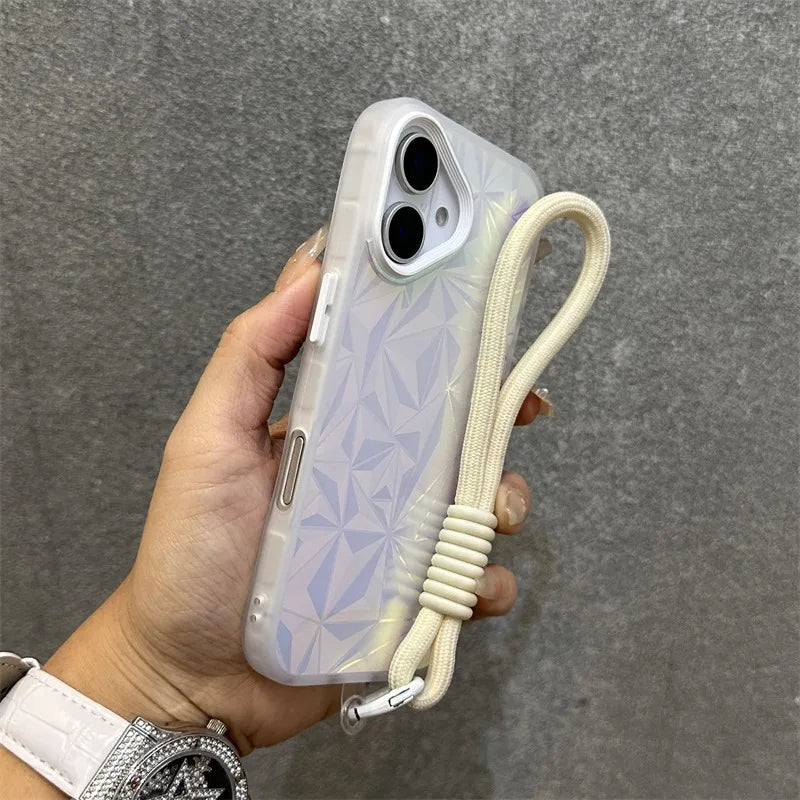 Aurora Glitter Diamond Wrist Strap Case for iPhone