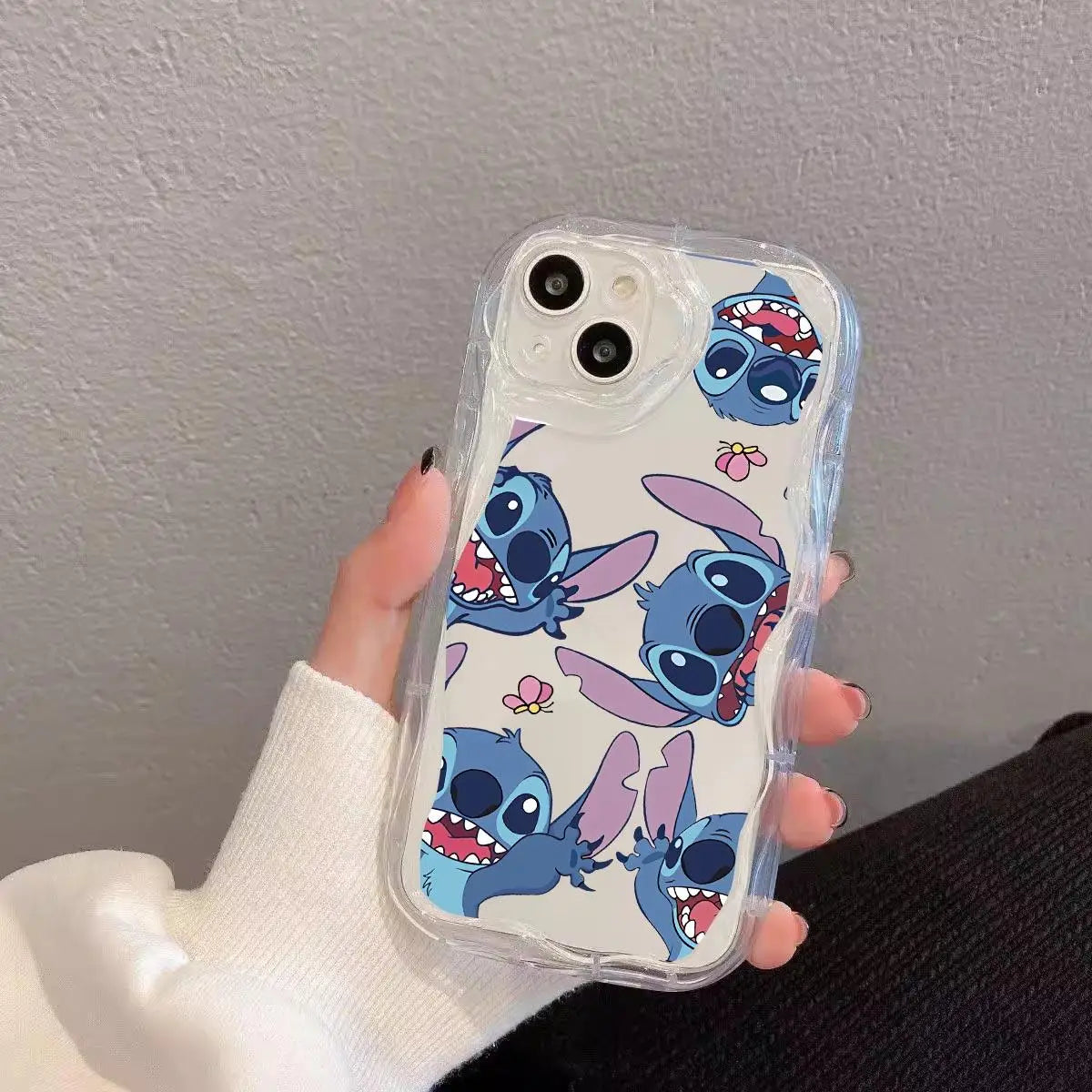 Stitch Cute Couple Transparent Phone Case For iPhone