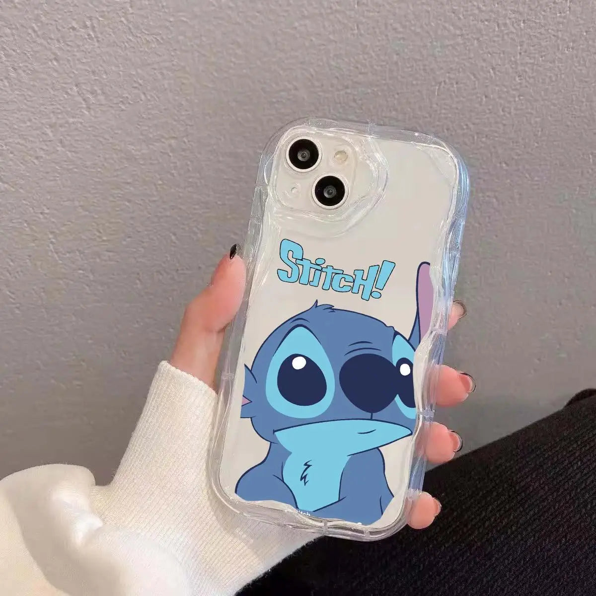 Stitch Cute Couple Transparent Phone Case For iPhone