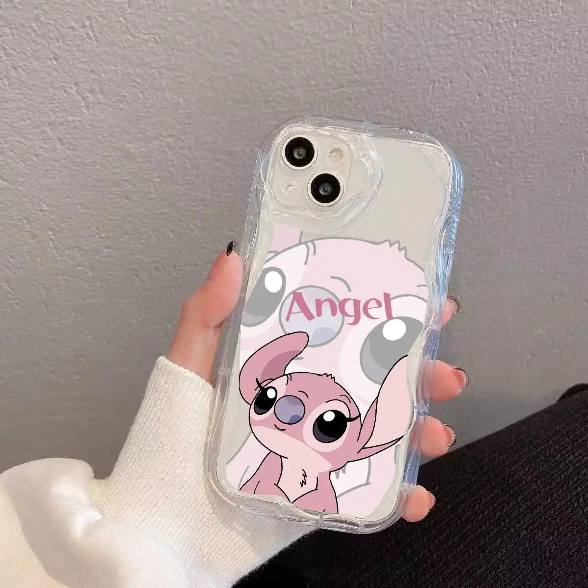 Stitch Cute Couple Transparent Phone Case For iPhone