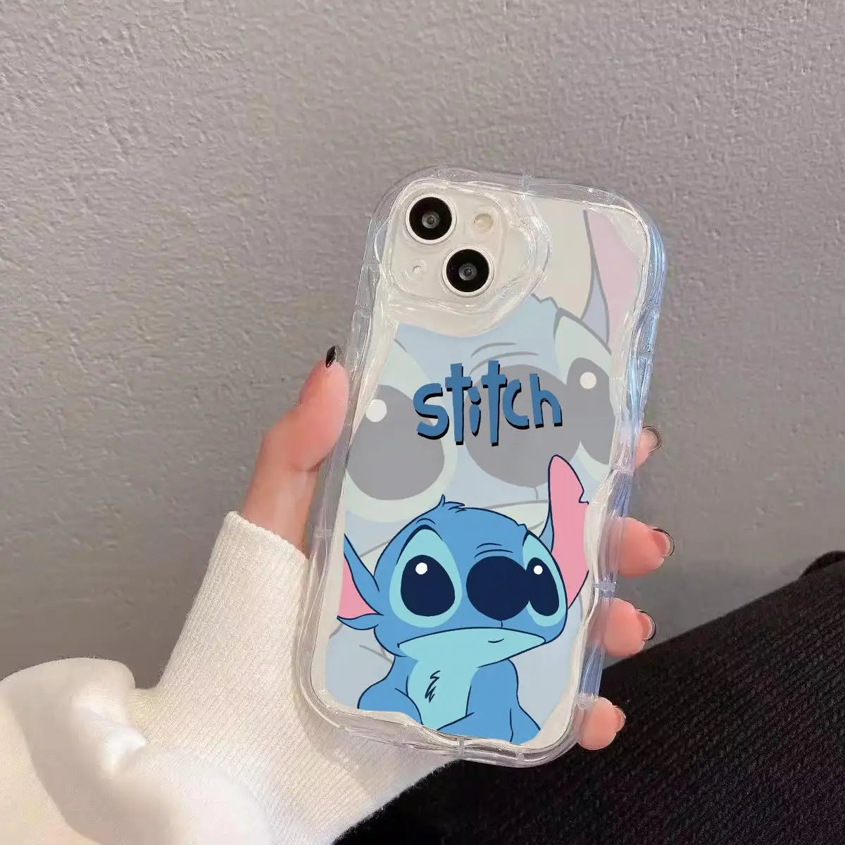 Stitch Cute Couple Transparent Phone Case For iPhone