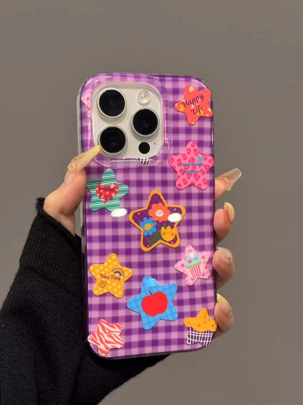 Purple Cute Star Silicone Soft Stripe Phone Case for IPhone