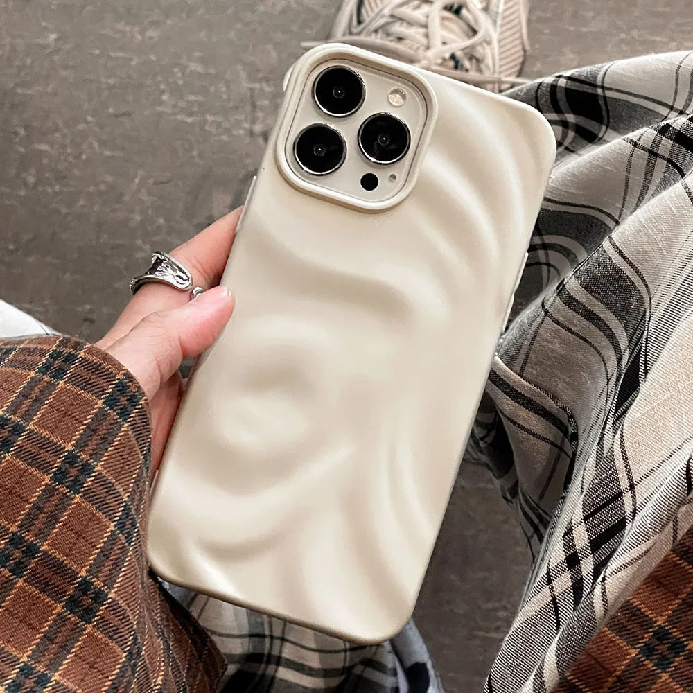 Winter Wine Red 3D Pleats Wrinkle Phone Case for iPhone