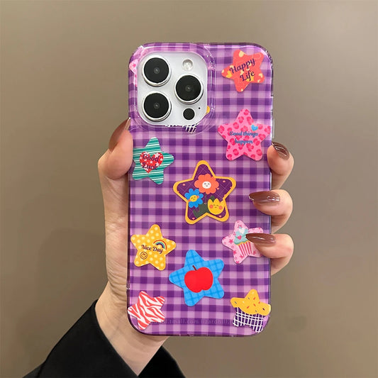 Purple Cute Star Silicone Soft Stripe Phone Case for IPhone