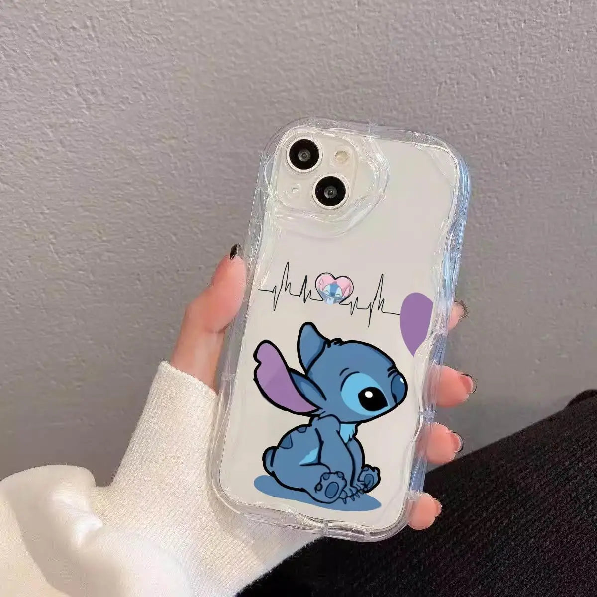 Stitch Cute Couple Transparent Phone Case For iPhone